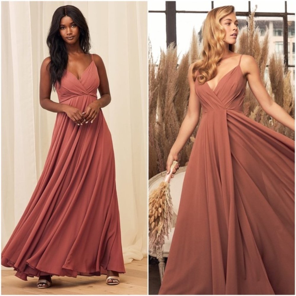 Lulu's All About Love Rusty Rose Maxi Dress Size S